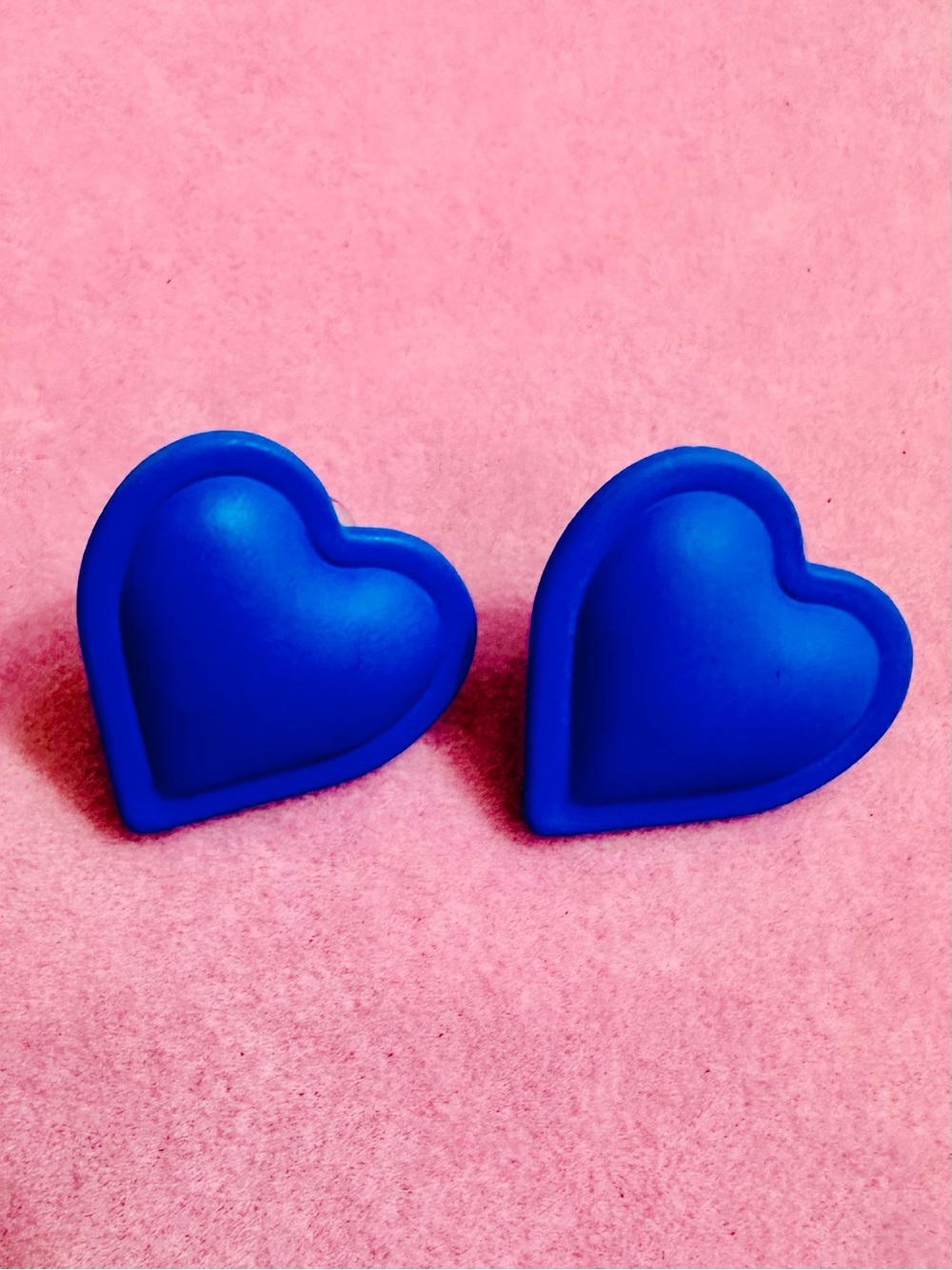 Matte Cobalt Blue Heart Stud Earrings